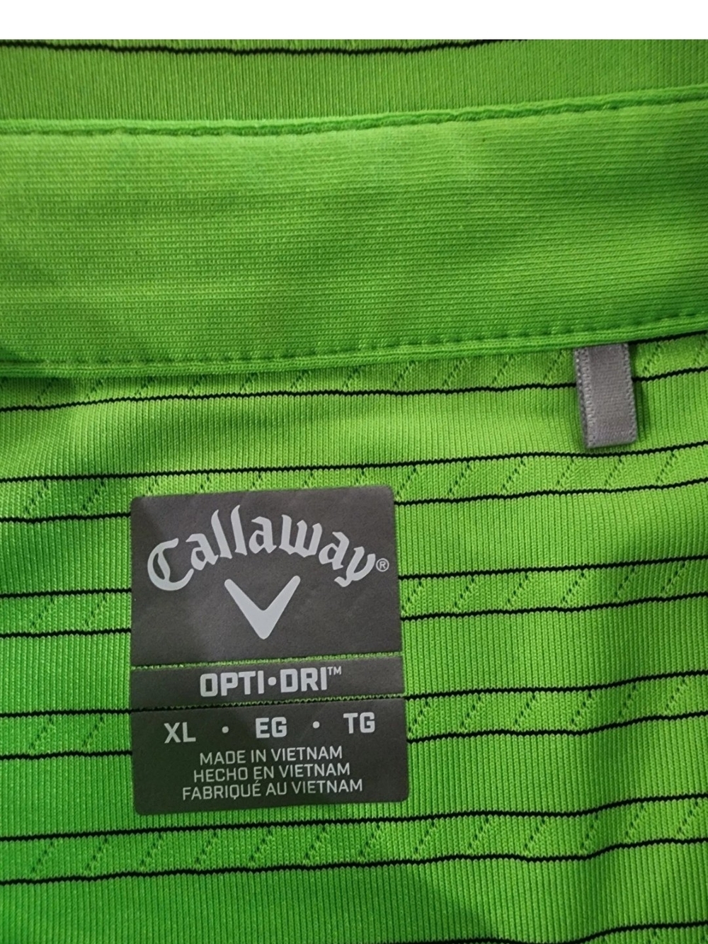 Callaway Bright Green Thin-Striped Golf Polo XL - Picture 2 of 8